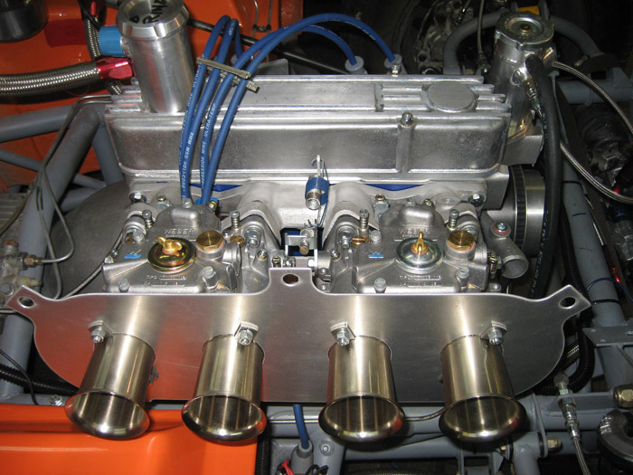 closeup of the Ford 1.6 litre engine built by Specialty Engineering