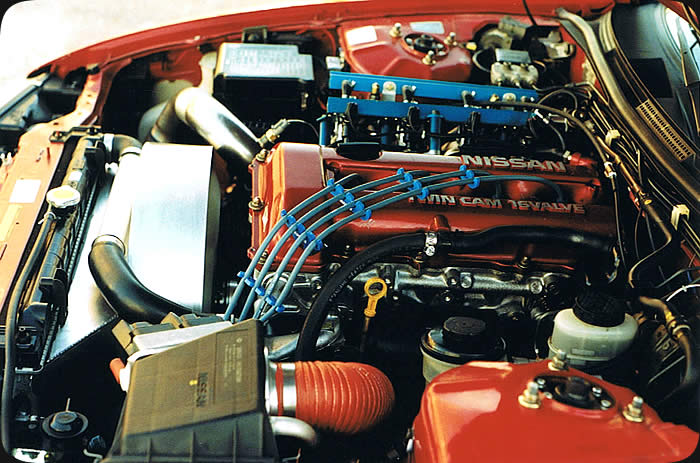 custom Nissan 240SX engine with turbo installed